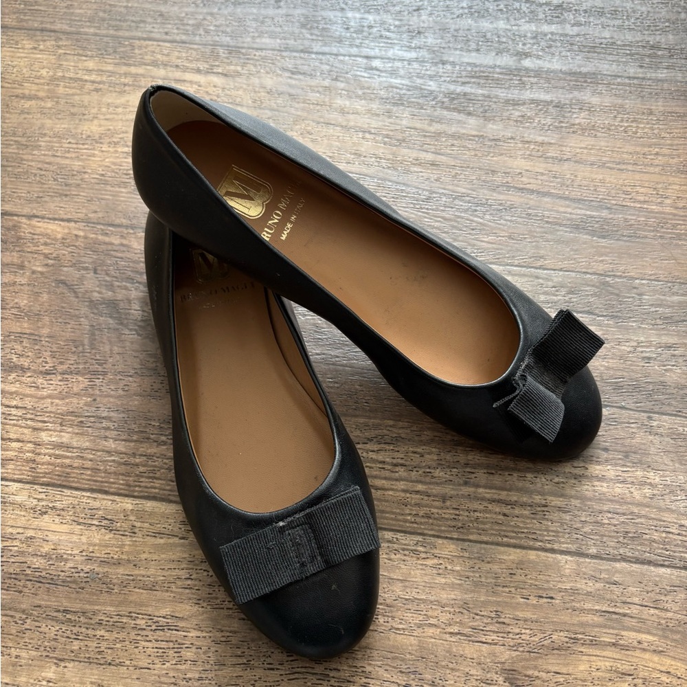 Bruno Magli Black Bow Flats